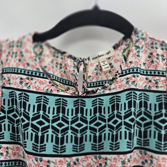 Monteau Southwest White Pink Green Bohemian Multipattern Girls Dress Size 10/12 - Picture 3 of 7